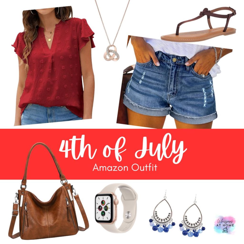 Fourth of July summer outfit with red white and blue for moms