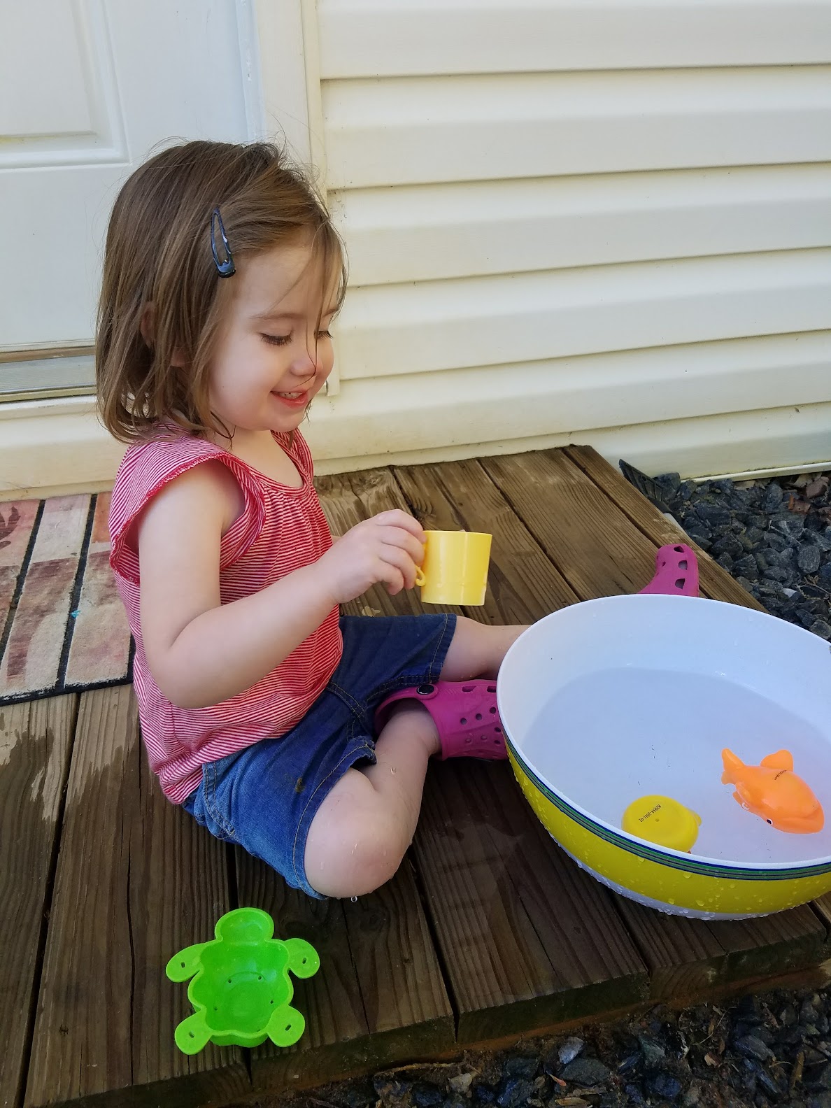All you need is to give them some water to play in and they can be occupied for hours playing and using their imagination.