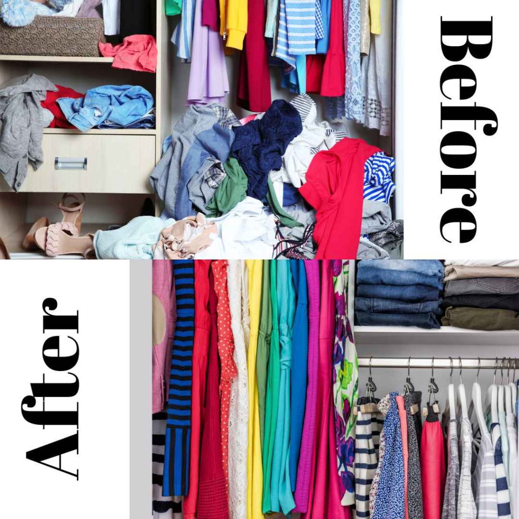 The before and after goals for how to organize your closet